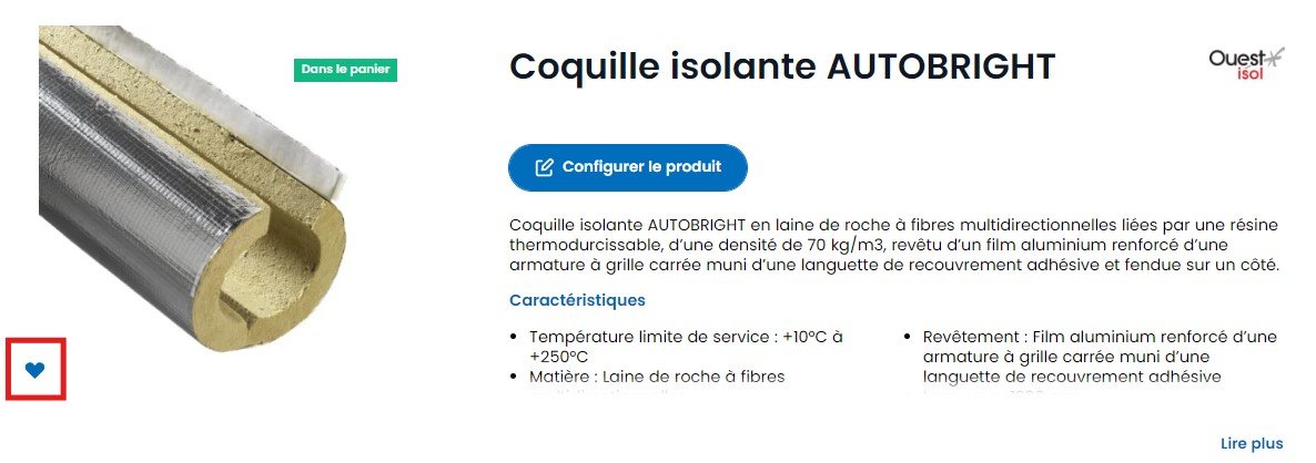 Ajout Mon catalogue page produit